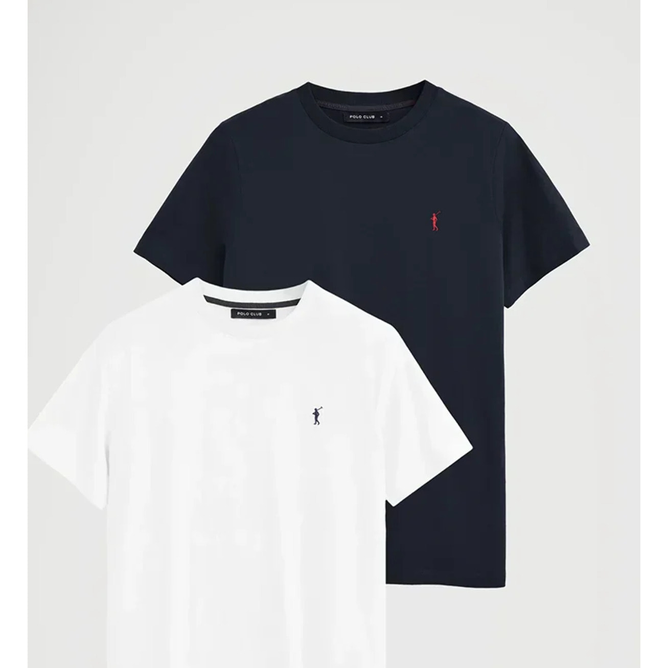 Pack uomo con due magliette in blu marino e bianco a maniche corte con ricamo Rigby Go