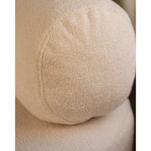 Fauteuil en bouclé rond couleur beige de 91x71cm Hauteur: 71 Longueur: 91 Largeur: 91