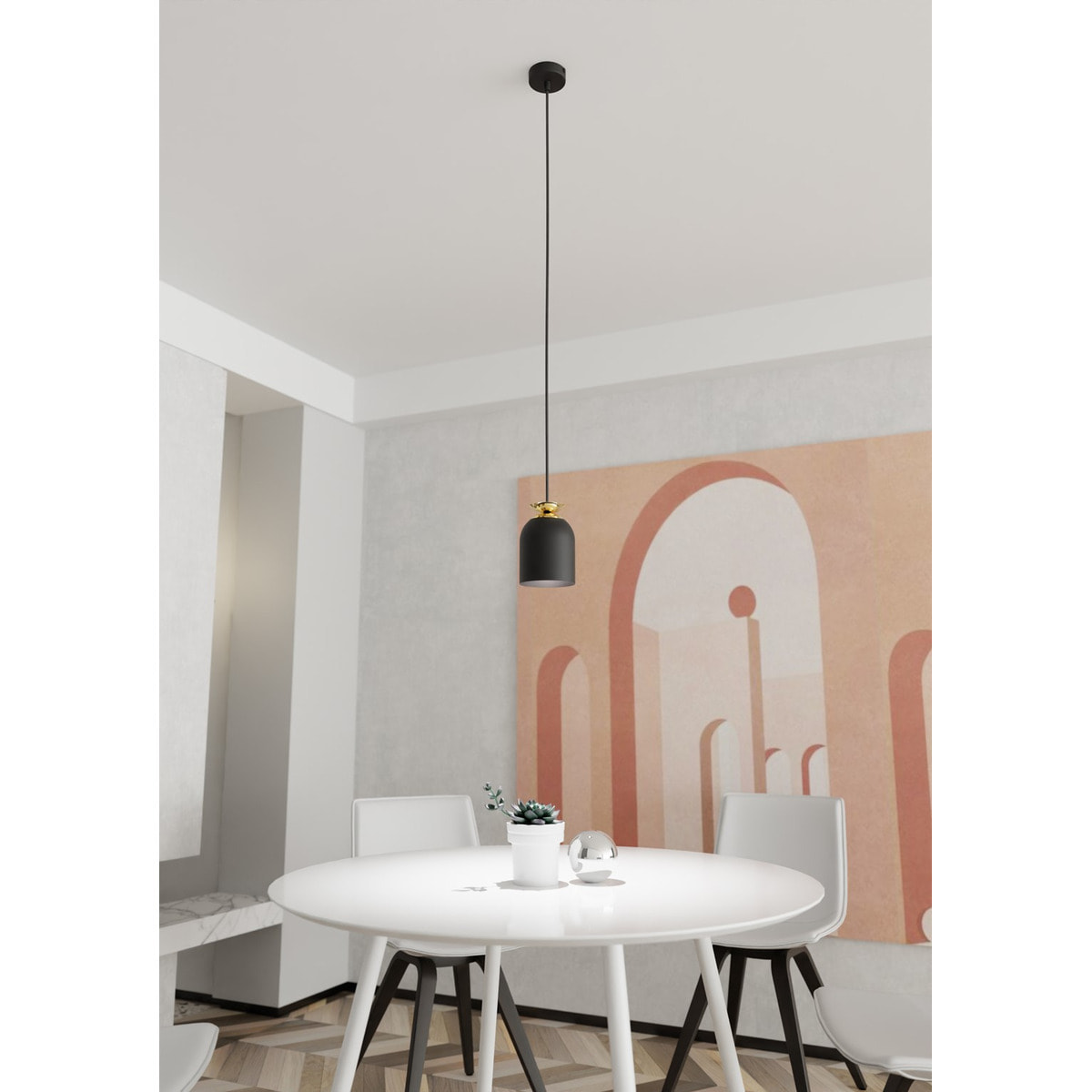 Lampada a sospensione Target in acciaio nero opaco e oro