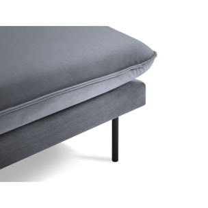 Méridienne droite "Vienna" en velours bleu gris