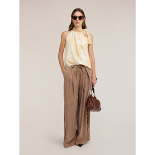 Motivi - Top in pizzo con ricami e collo halter - Beige