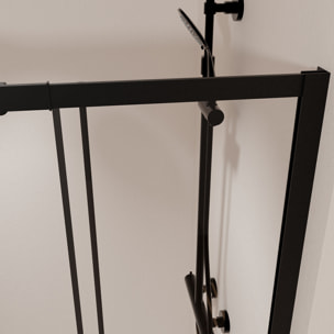 Porte de douche Coulissante Noir 100x185cm - Extensible de 98.5 à 112.5cm - BLACK SLIDE 100