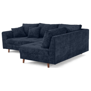 Rune - canapé d'angle droit 4 places en velours texturé - Bleu