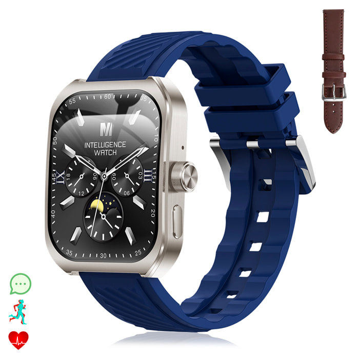 DAM Smartwatch Z88 Pro doble pulsera. Funciones outdoor, llamadas BT, notificaciones push. Funciones deportivas + salud. 5,2x1,2x4,1 Cm. Color: Azul Oscuro