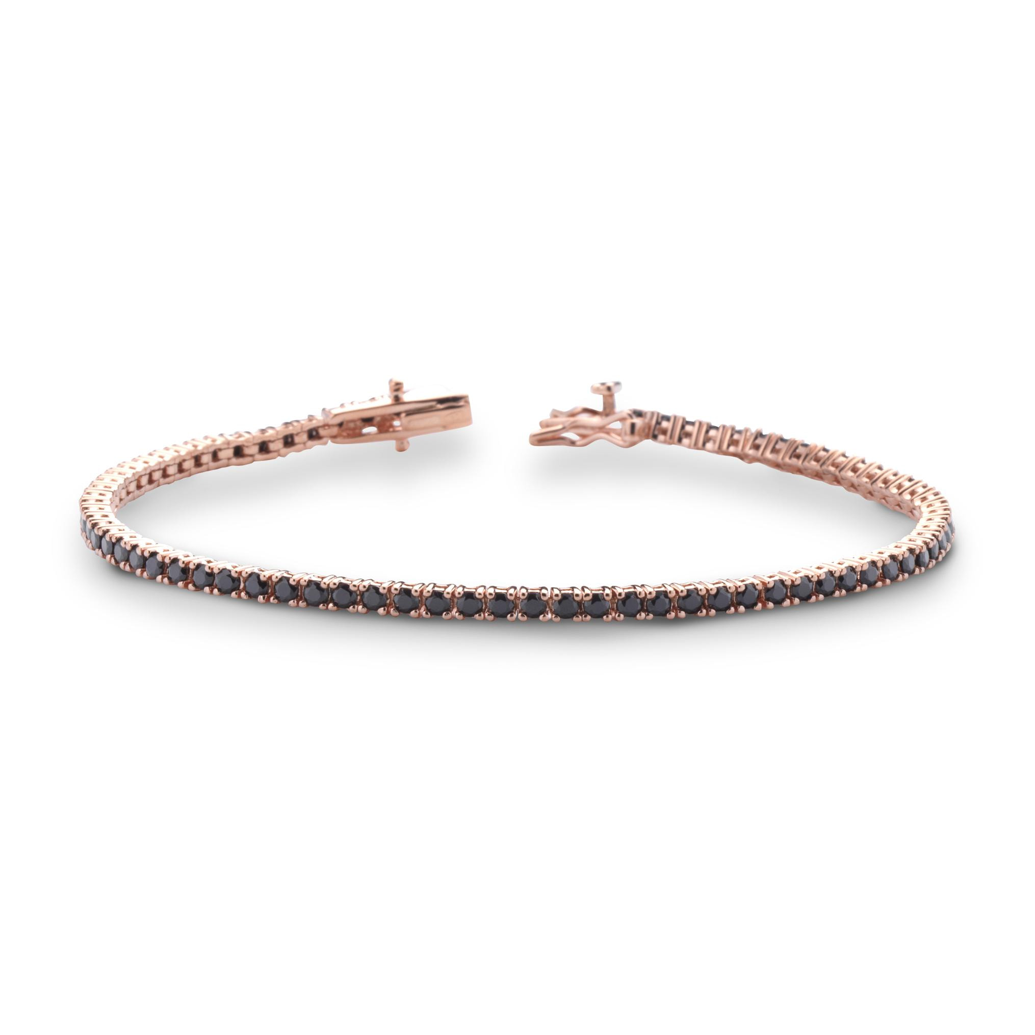 Bracciale Hiriwa 925 Tennis Argento Rosè Pietre Nere