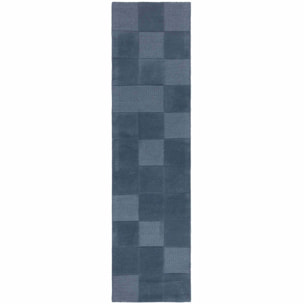 Tapis de couloir en laine CHECKERBOARD Bleu