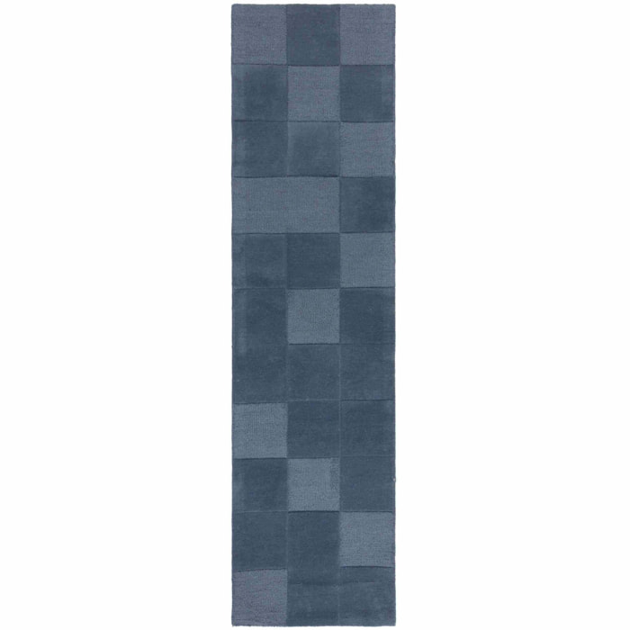 Tapis de couloir en laine CHECKERBOARD Bleu