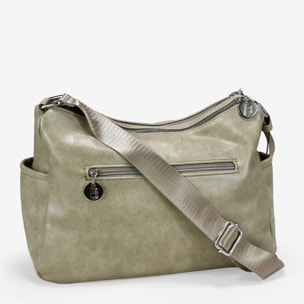 Bolso bandolera verde con bolsillos y tachas