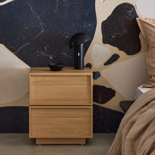 Table de chevet effet bois 2 tiroirs naturel L 42 x P 38 x H 48cm - Kuba