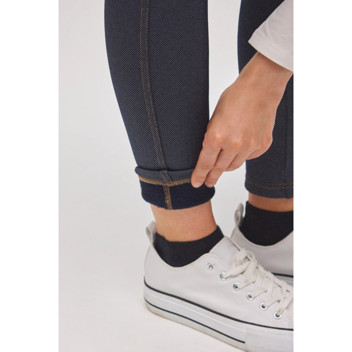 Leggings termici in denim attillato blu navy
