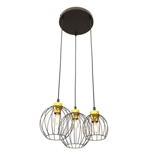 Lampada a sospensione NANDO in acciaio nero e oro