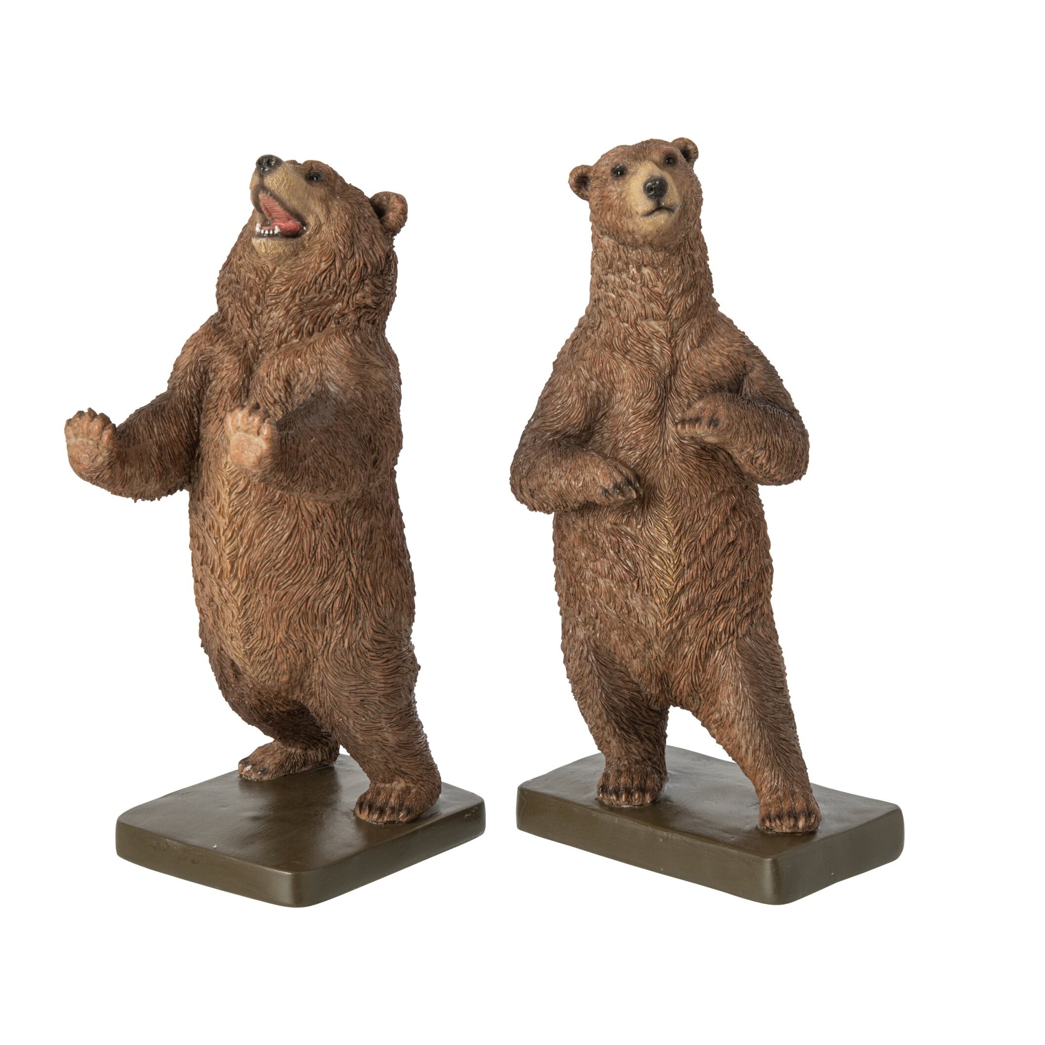 J-Line Set de 2 serre-livres ours - polyrésine - marron