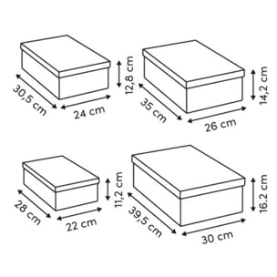 Lot de 4 boîtes Polybox rectangulaire