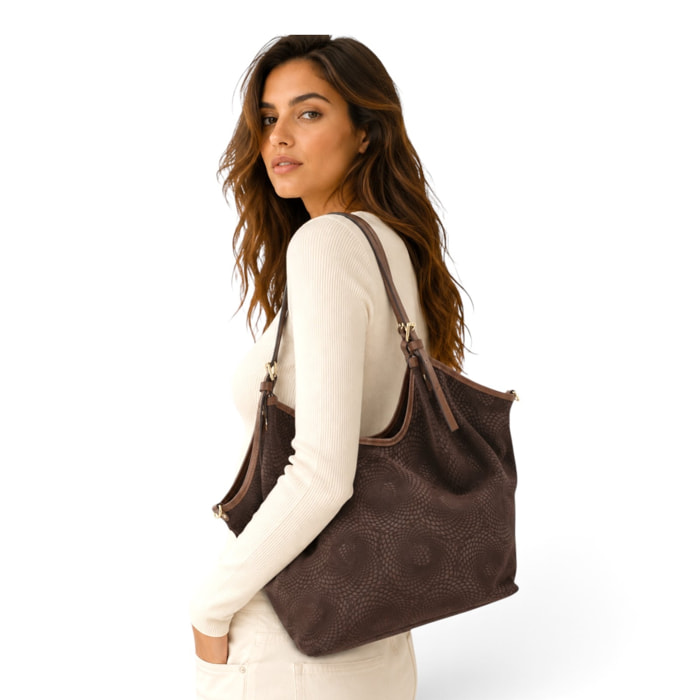 Borsa a Spalla Cheval Firenze Savanah Suede Testa di Moro