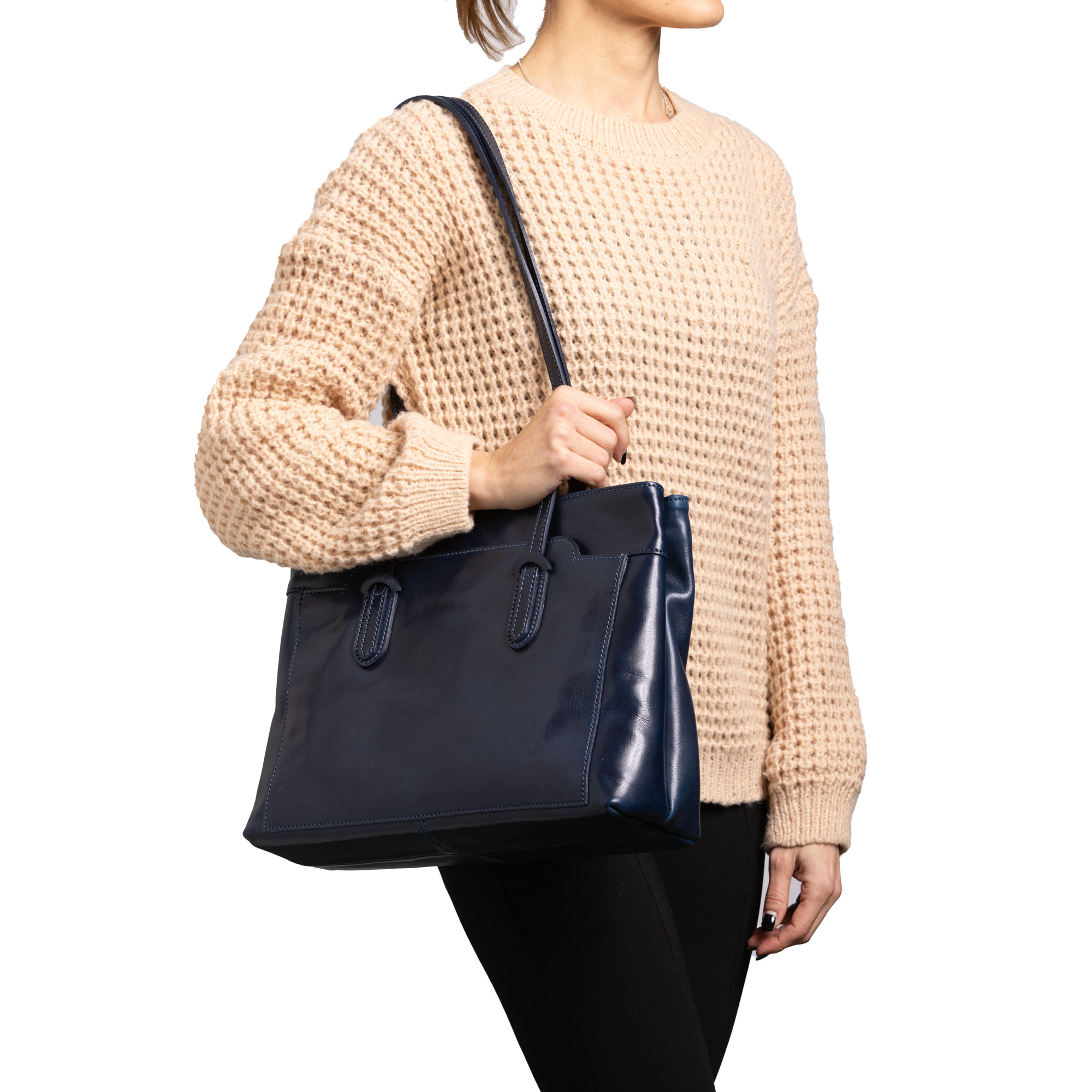 Borsa a spalla  da donna In Vera pelle Made in Italy 35x26x12 cm