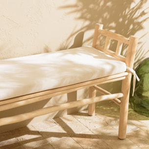 WILL - Banc en branches de teck naturel coussin blanc