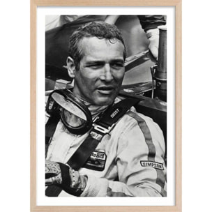 Affiche scène de film Paul Newman dans Indianapolis, 1969 Affiche + cadre en bois - Chêne