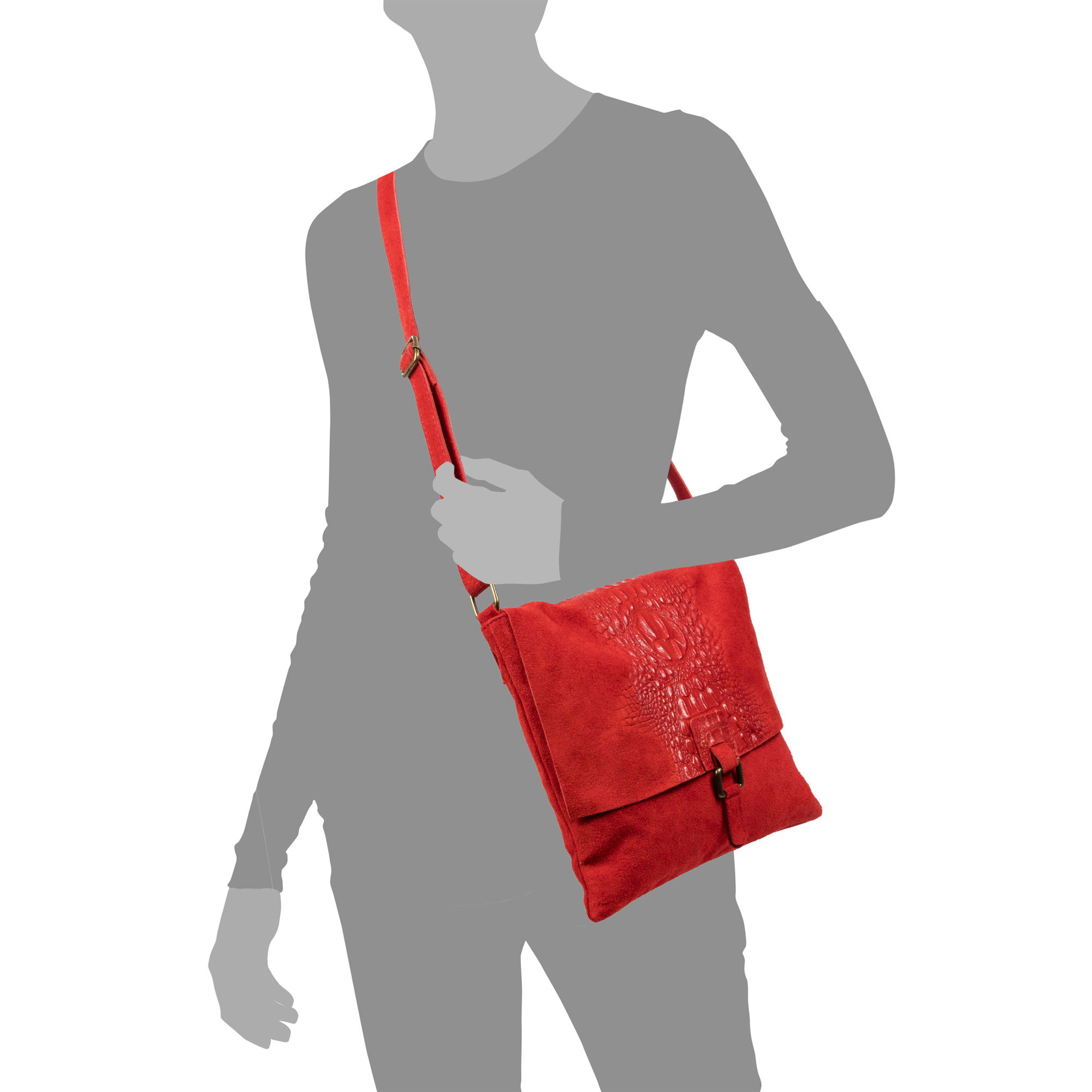 Daniela Borsa a tracolla Donna.Pelle autentica Camoscio Stampato Coccodrillo