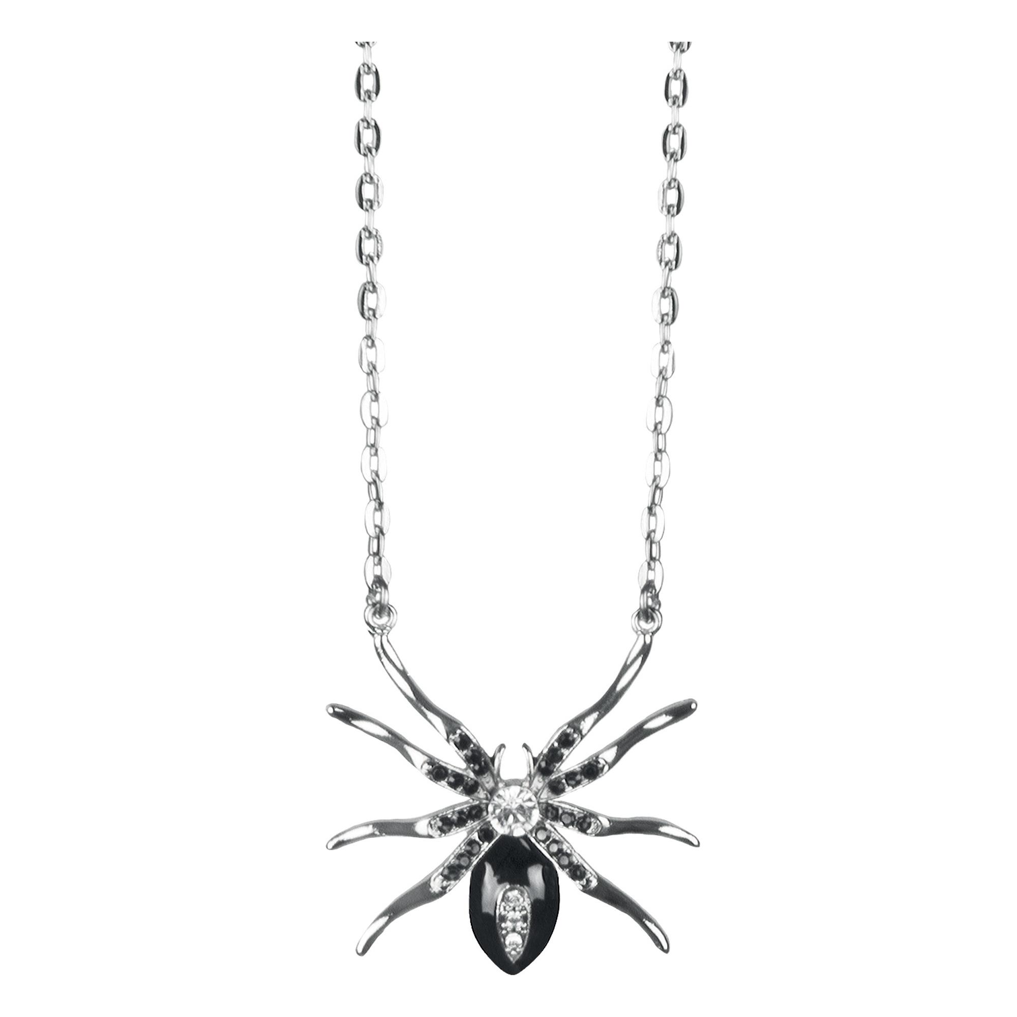 Collana Con Medaglione Talismano Ragno Black Widow In Metallo Halloween