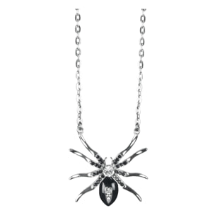 Collana Con Medaglione Talismano Ragno Black Widow In Metallo Halloween