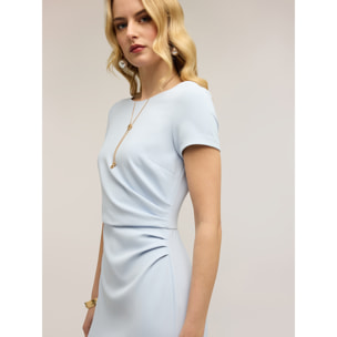 Motivi - Vestido tubo de crepé con drapeado - Light - blue
