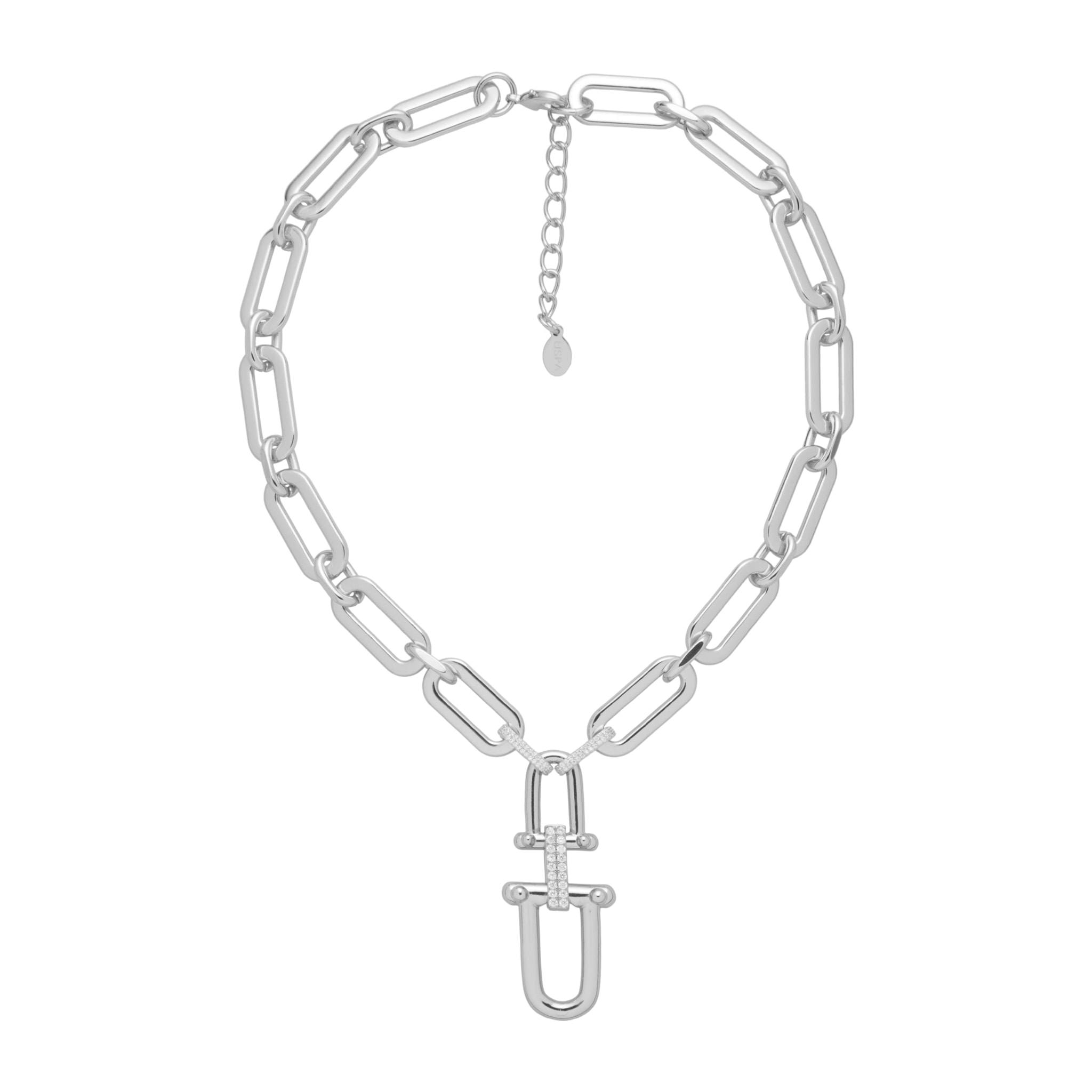 Collana U.S. Polo Assn. Catena in metallo dorato con cristalli bianchi