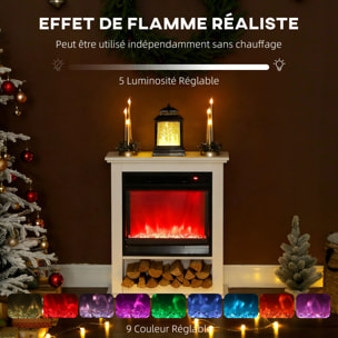 Cheminée électrique LED multicolore design classique niche rangement télécommande blanc noir