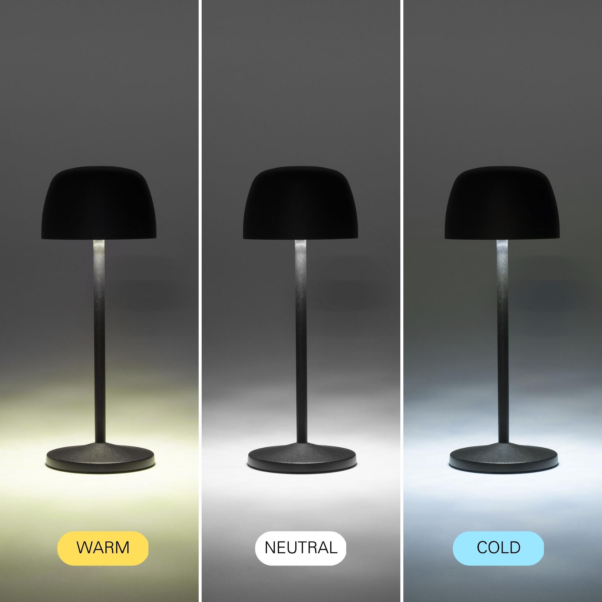 FORLIGHT TRETA ROUND Lámpara de mesa LED. Inalámbrica, portátil y recargable. IP54 Interior y exterior.Carga USB. Regulable.Color Negro