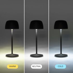 FORLIGHT TRETA ROUND Lámpara de mesa LED. Inalámbrica, portátil y recargable. IP54 Interior y exterior.Carga USB. Regulable.Color Negro