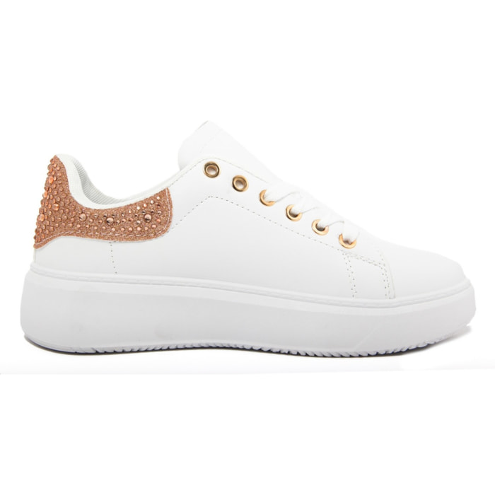 Sneakers Donna colore Champagne, altezza tacco 3,5 cm, altezza plateau 3 cm