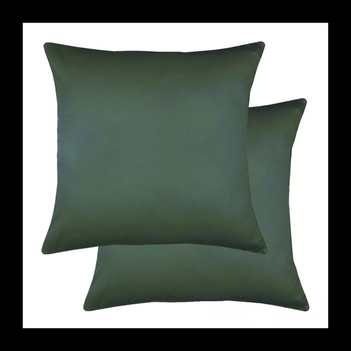 Lot de 2 taies satin de coton uni vert Ava uni sauge
