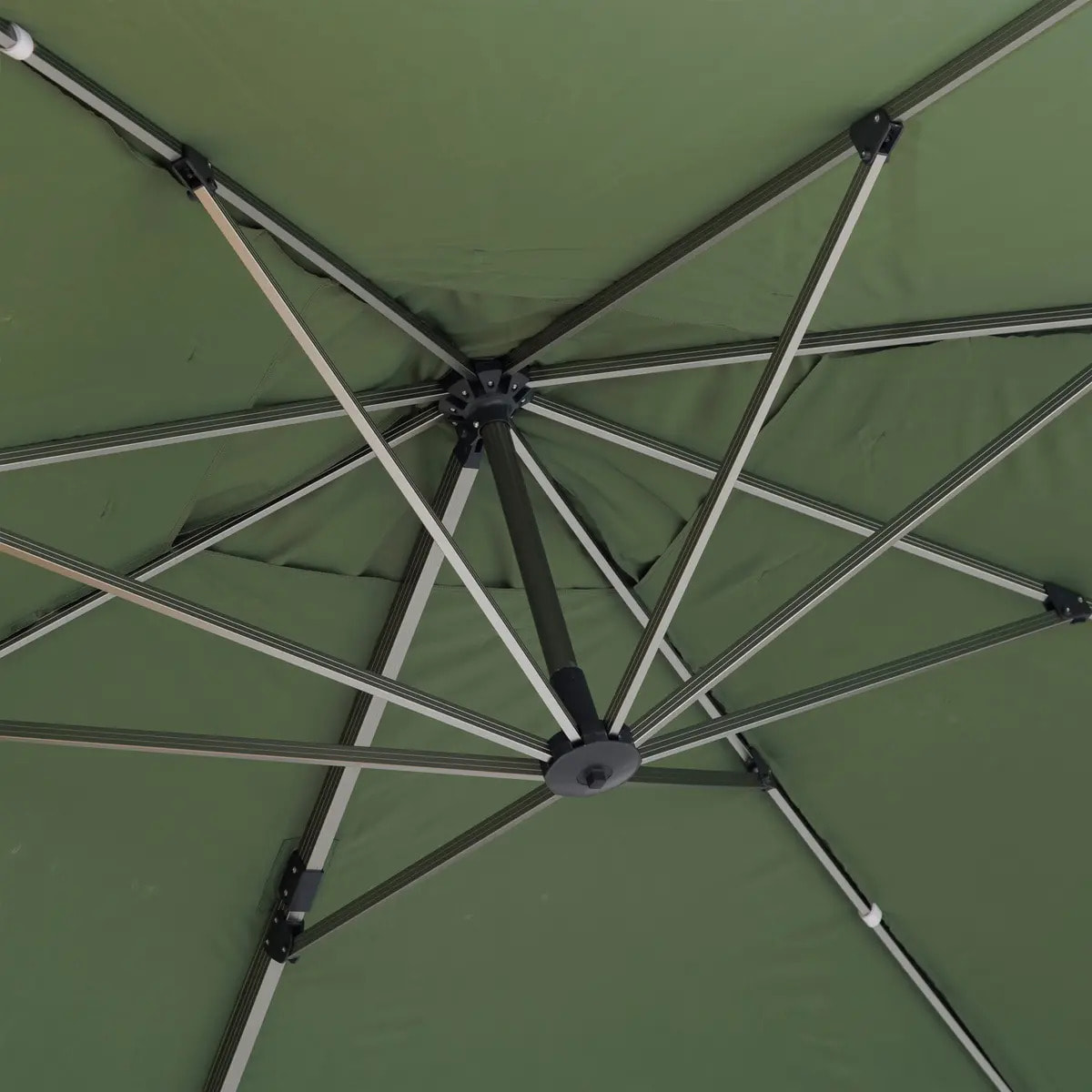 Parasol déporté rectangulaire ÉQUADOR vert olive 4 x 3m en aluminium et polyester