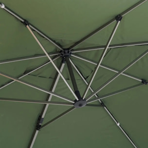 Parasol déporté rectangulaire ÉQUADOR vert olive 4 x 3m en aluminium et polyester