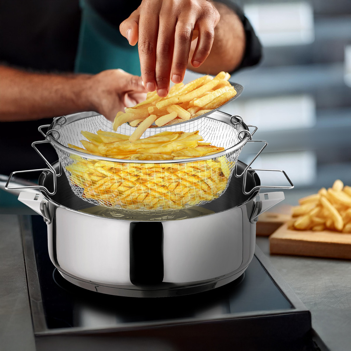 Universel - Panier de cuisson pour friture et cuisson à l'eau