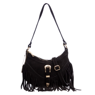 Barlassina bolso bandolera Mujer. Piel auténtica Gamuza, con flecos.
