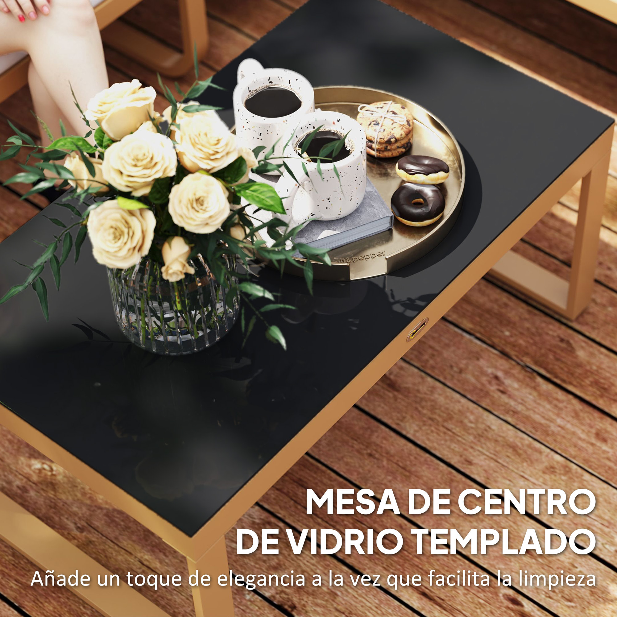 Conjunto de Jardín Exterior de 3 Piezas Muebles Jardín Exterior con Sofá de 3 Plazas con Asiento Ajustable Sofá de 2 Plazas y Mesa de Centro de Vidrio con Cojines Crema