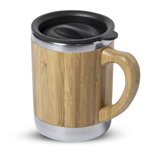 Vanatin tazza termica Nature da 300ml. Corpo in bamboo e acciaio inox a doppia parete per una migliore conservazione della temperatura fredda/calda. Con tappo dosatore.