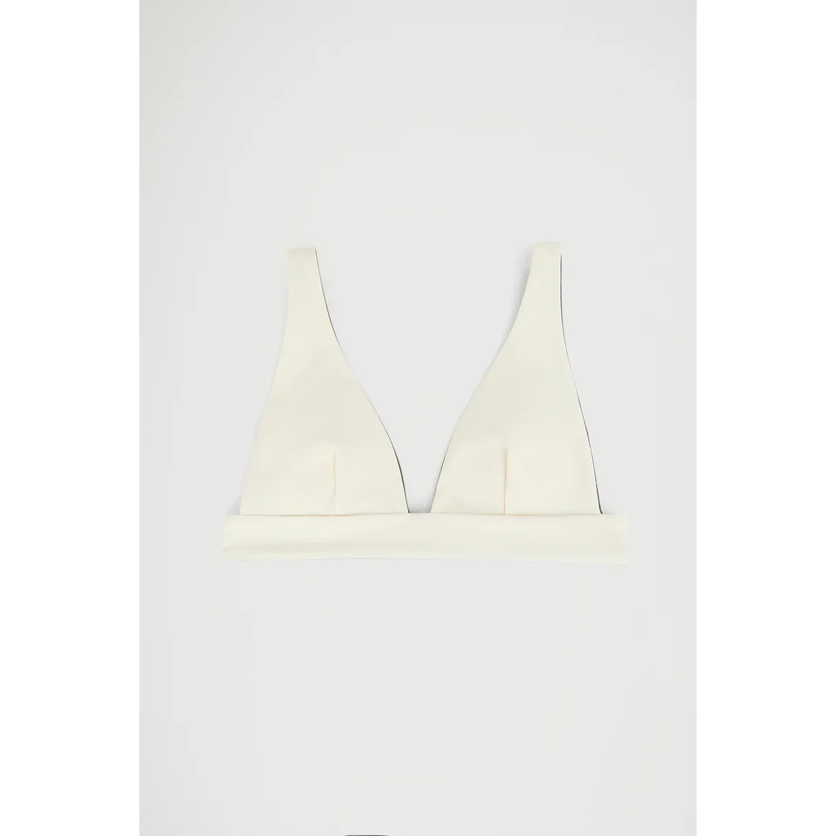 Top de bikini reversible verde musgo y color crudo con logo Polo club