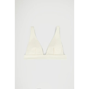 Top de bikini reversible verde musgo y color crudo con logo Polo club