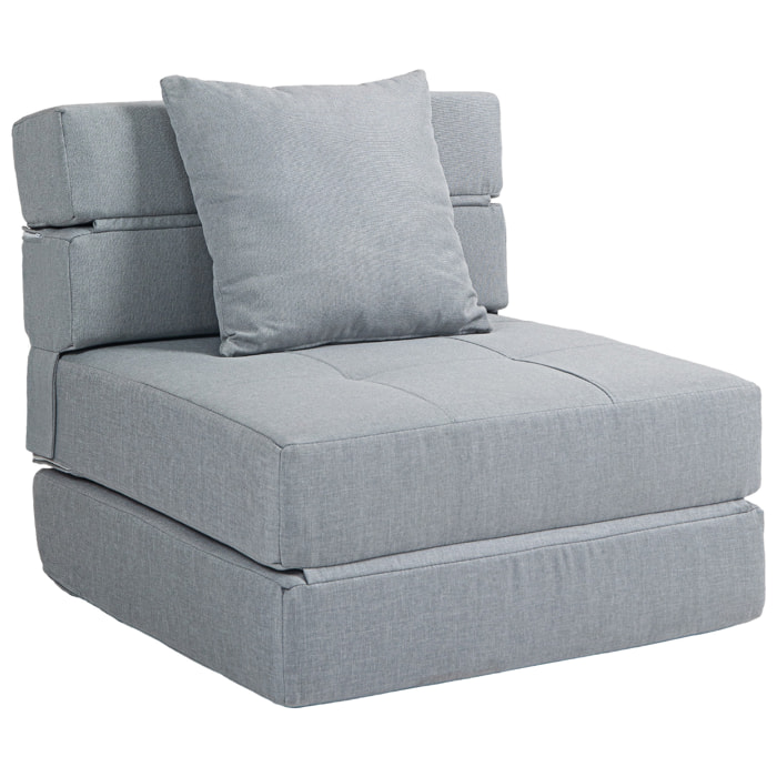Chauffeuse canapé-lit convertible 1 place - coussin déhoussable inclus - tissu gris clair