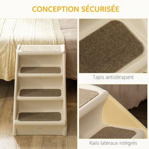 Escalier pour chien pliant 4 marches antidérapantes 10 Kg max. PP beige