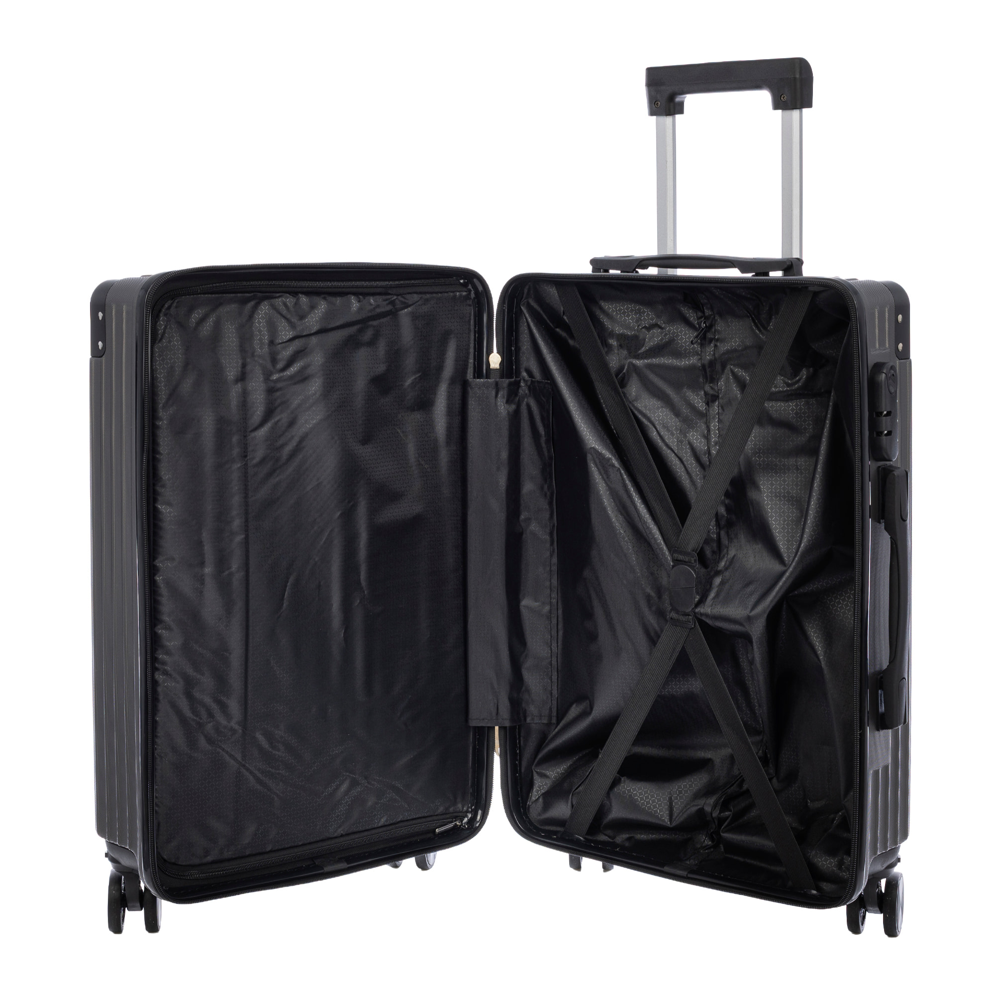 Set di 3 valigie Trolley, in materiale leggero ABS ad alta resistenza con angoli rinforzati. Chiusura numerica e 4 ruote doppie rimovibili e girevoli a 360°.