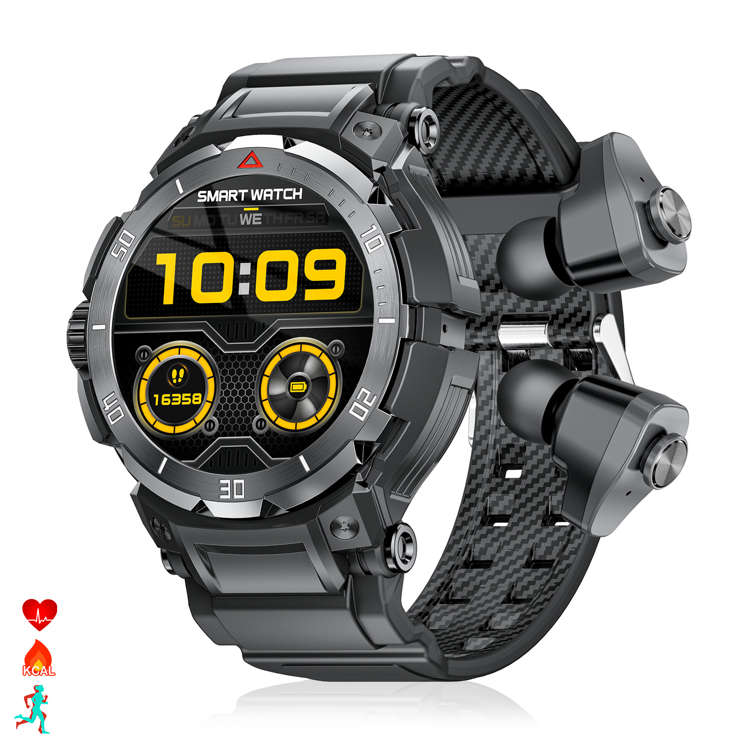 Smartwatch GT100 Pro multideporte, tensión y O2 en sangre, con auriculares TWS 5.1 integrados