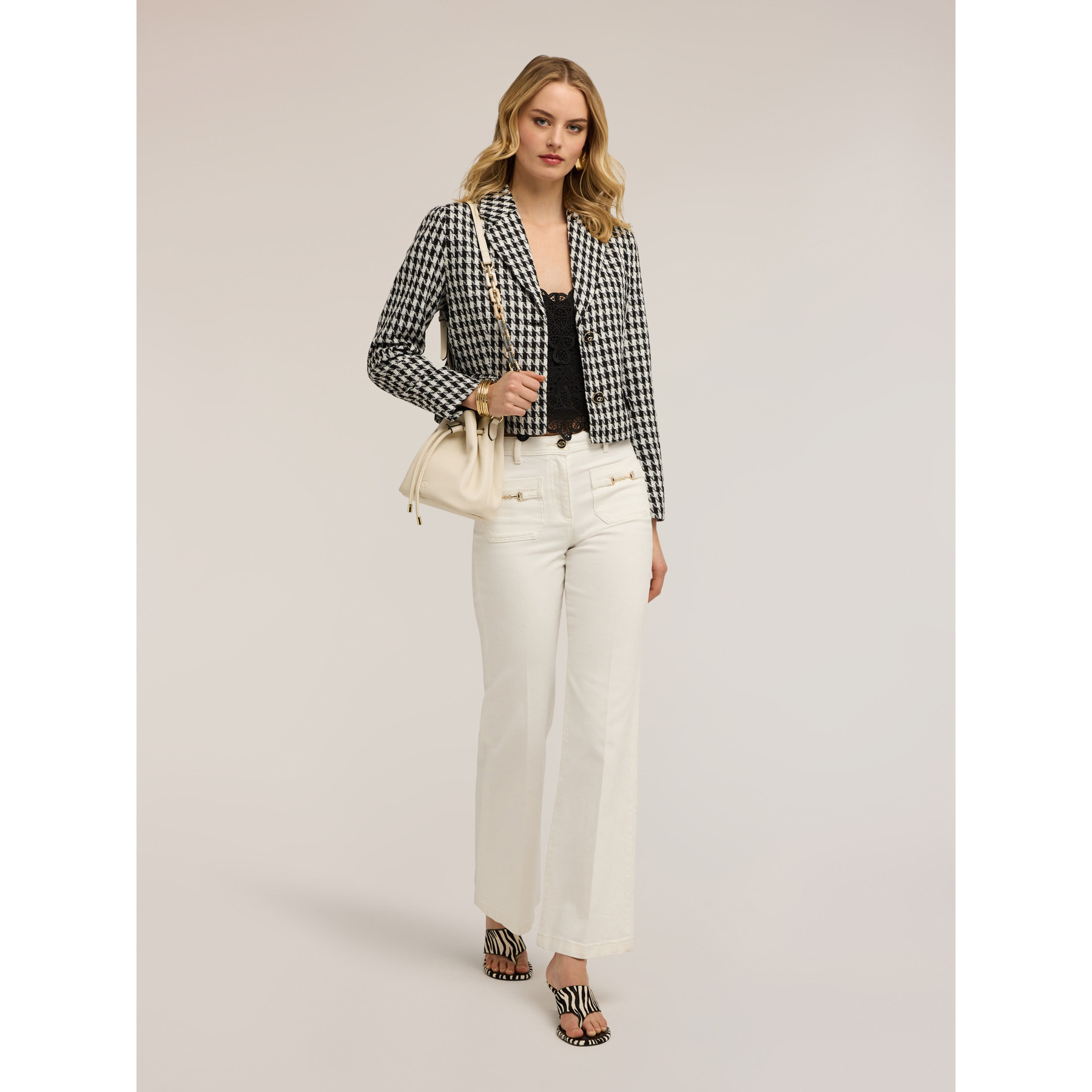 Motivi - Chaqueta corta pata de gallo - Negro