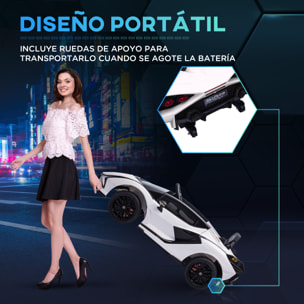 Coche Eléctrico Lamborghini SIAN 12V para Niños de +3 Años con Mando a Distancia Apertura de Puerta Música MP3 USB y Faros 3-8 km/h 108x62x40 cm Blanco