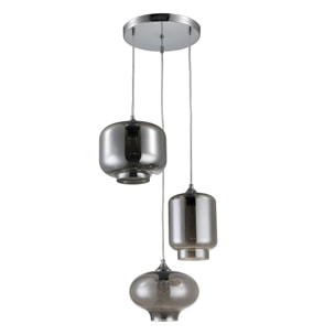 TOMASUCCI Lampadario 3 luci SAKY SMOKED MIRROR Grigio