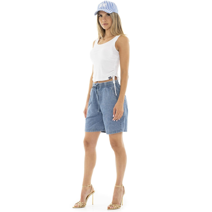 Canotta da donna in costina con laccetti Leone Fancy Stripes