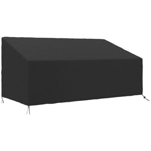 Funda para Banco de Jardín 3-4 Plazas, Funda Sofá Exterior Impermeable, Tela Oxford 600D con Recubrimiento Resistente a los Rayos UV y al Polvo, 218x111x63/101 cm para Patio, Terraza, Negro