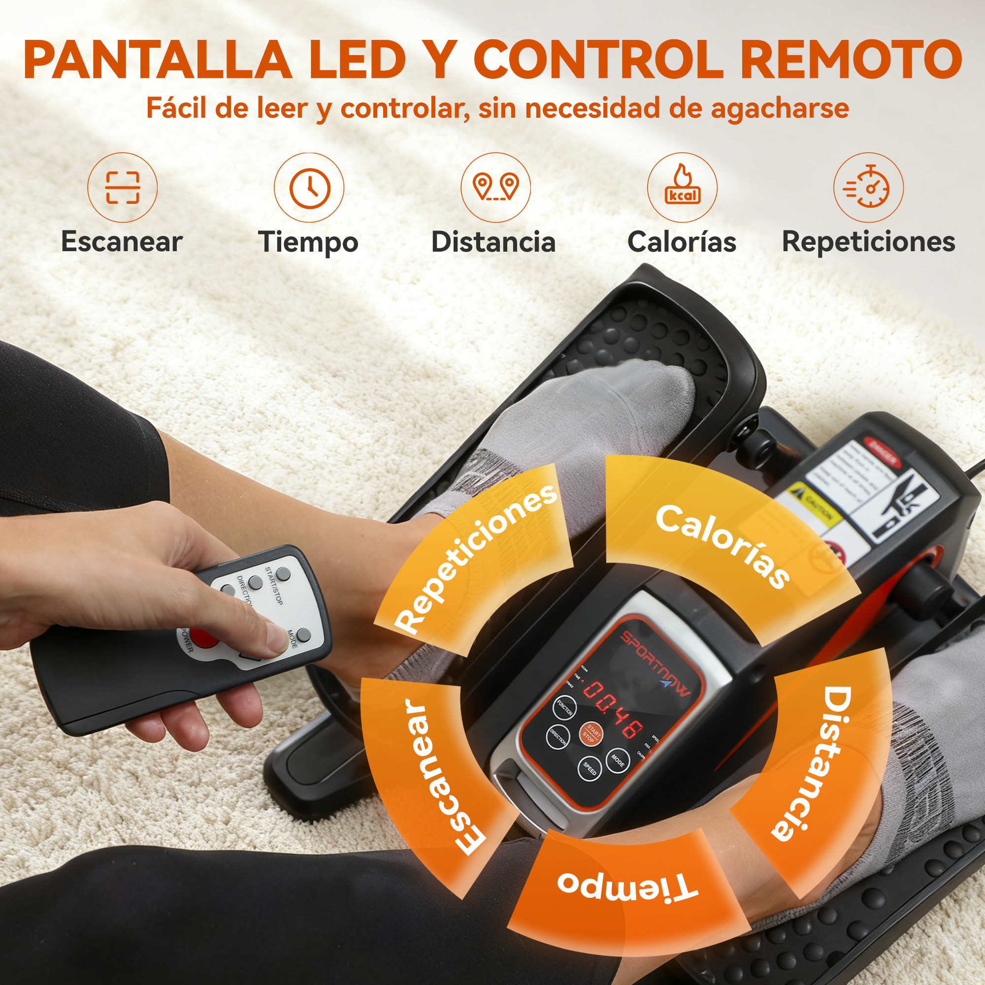 Mini Elíptica Eléctrica para Personas Mayores con 12 Velocidades, Modo Manual y Automático, Control Remoto, Pedaleador Eléctrico Silencioso Portátil con Pantalla LED y Pedales Antideslizantes