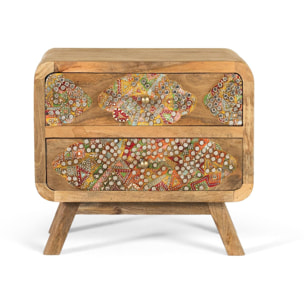 Mesitas de Noche de Madera de Mango 50 Cm Estilo Boho Étnico
